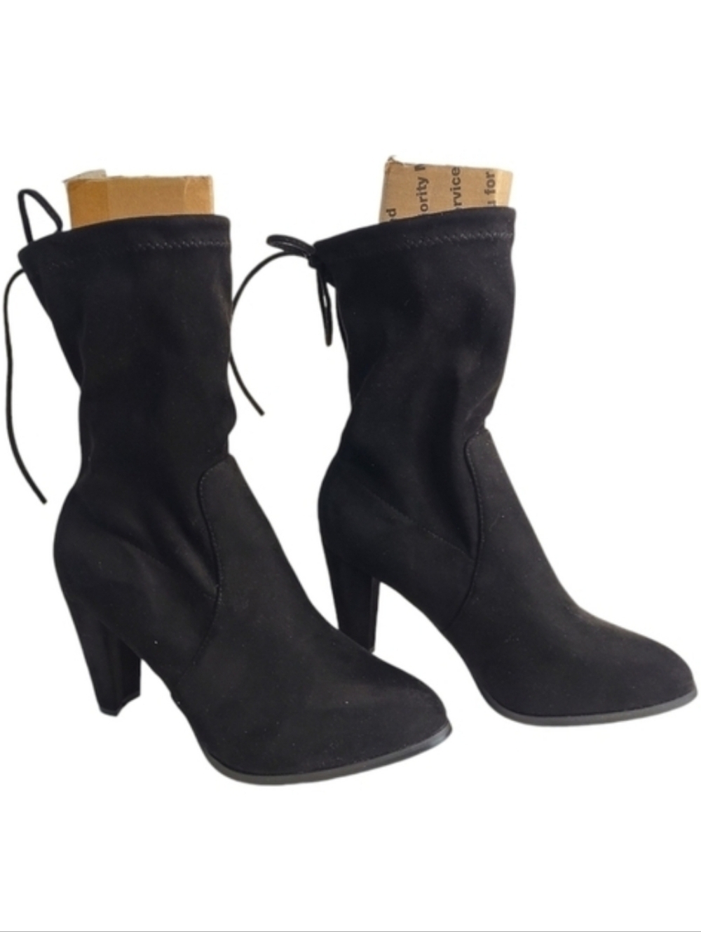 Catherine Malandrino Women's Black Faux Suede Heels  Boots Size 8.5 NWOT